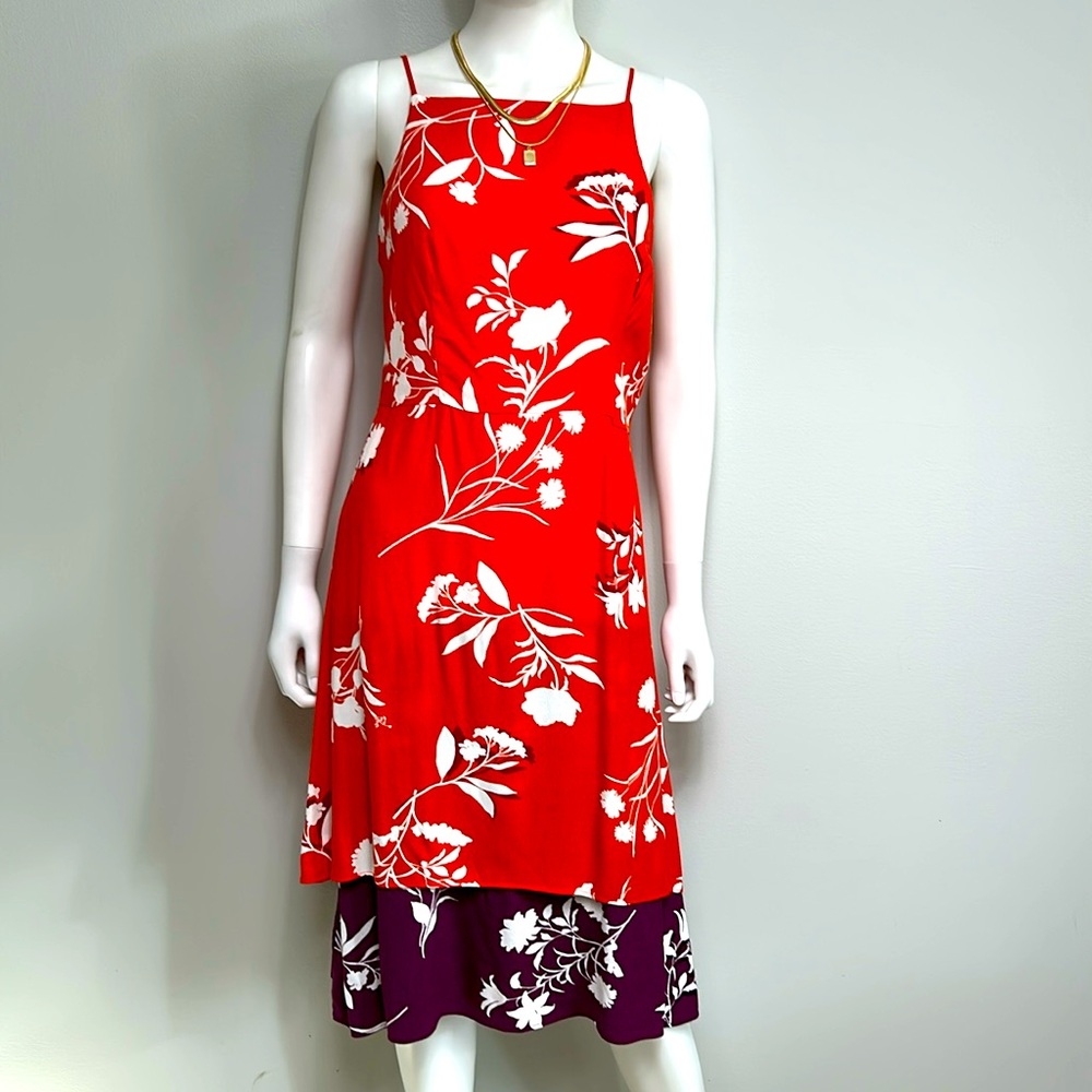 NWT Ann Taylor Adjustable Strap Floral Mixed Media Midi Dress